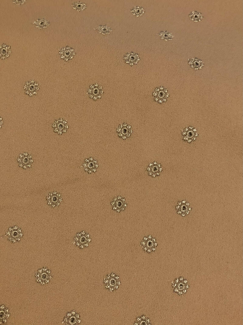 Beige color embroidered fabric, 2yds. approx. 60" wide