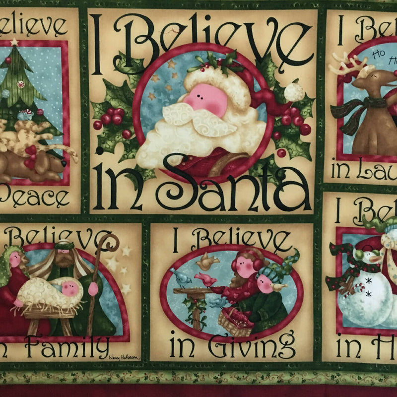 Christmas Fabric Panel I Believe in Santa