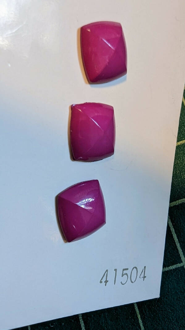 Vintage La Mode Fuchsia Pink 7/16" Square Pyramid Shank Buttons - Lot of 7