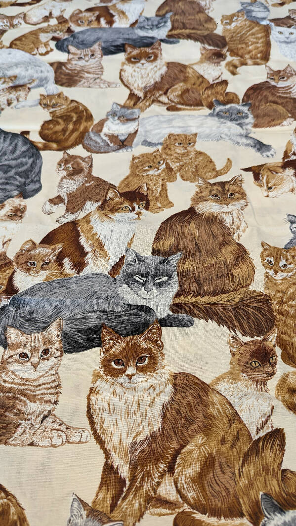 Cat Print Quilting Cotton Woven Fabric 45" - 2 yds