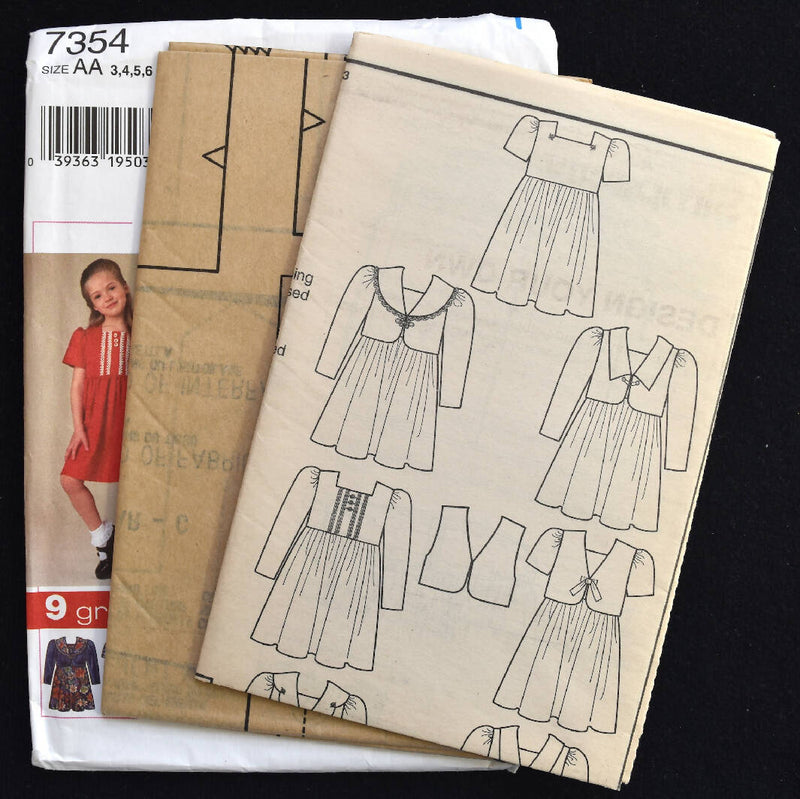 Vintage 1990s - Simplicity 7354 Girls Dress & Vest Sewing Pattern UNCUT - Sizes 3, 4 , 5 , 6 - Design Your Own - J