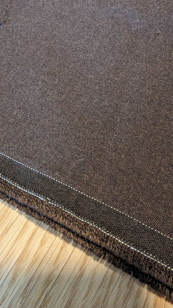 Chocolate Brown Wool Blend Gabardine Stretch Woven Fabric 45"W - 2 3/4 yds