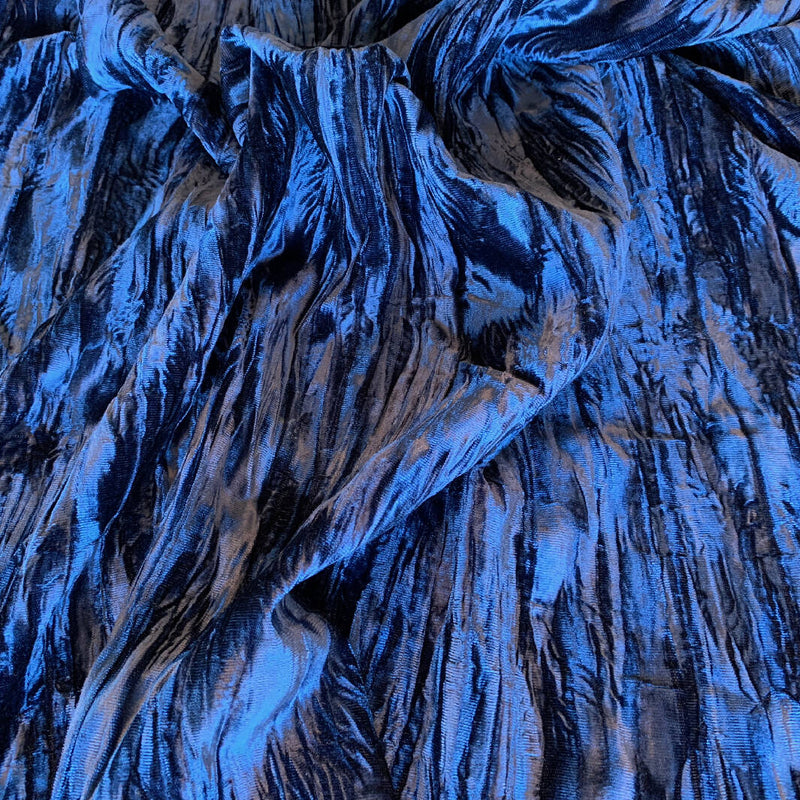 Blue Rayon Crushed Velvet - Yardage