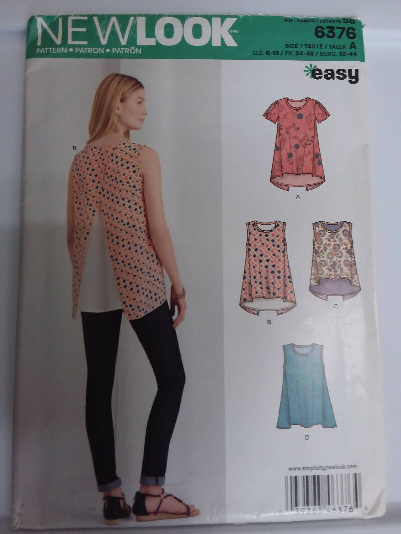 NewLook6376 Misses top with length variations size 6 - 18 uncut