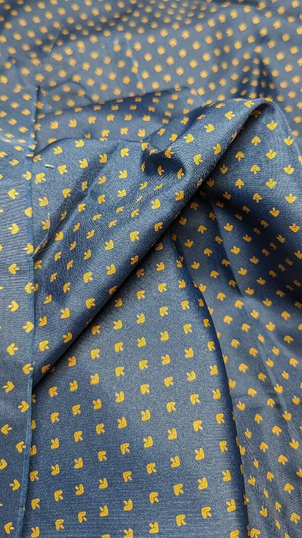 Vintage Navy Blue Spade Print Polyester Lining Fabric 61"W - 3 yds