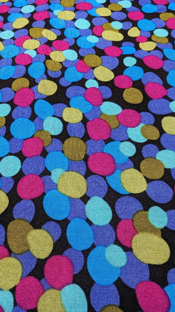 Multicolor Abstract Polka Dot Challis Woven Fabric 58"W - 2 yds