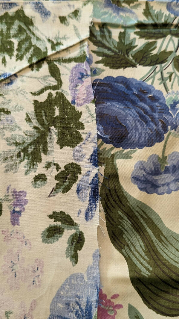 Vintage Blue/Periwinkle/Lavender Floral Print Chintz Woven Fabric 36"W