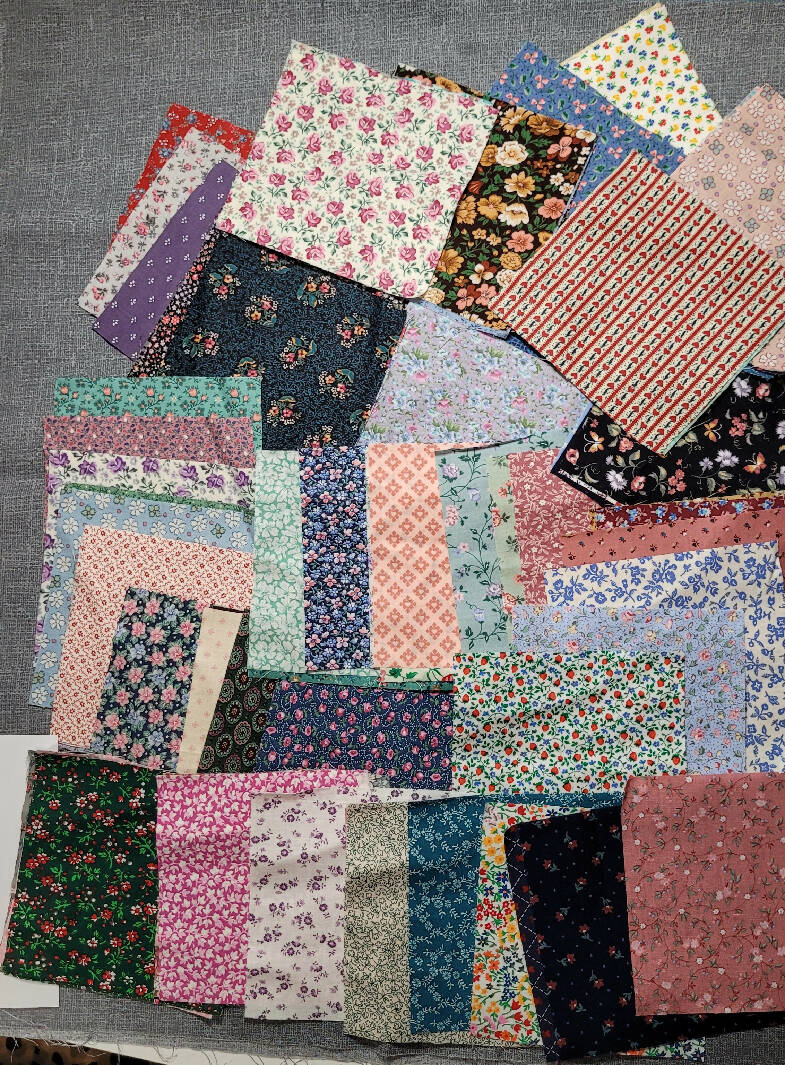 5" charm squares - vintage calico assorted approximately 100 pieces