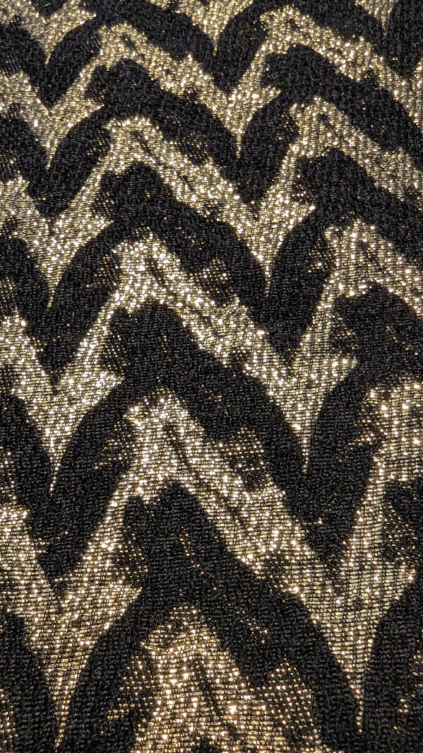 Black & Gold Chevron Synthetic Brocade Woven Fabric 58"W - 2 yds+