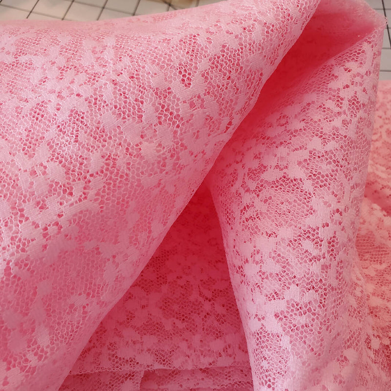 Lace Fabric Pink 30 w x 1 5/8 yd o. / 60" x 59" Nice all over pattern