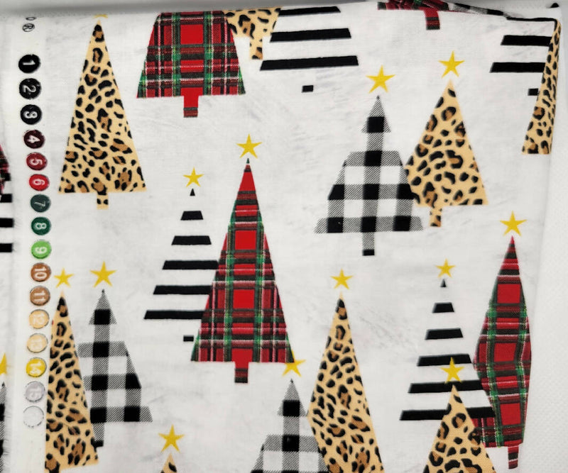Multi-pattern tree cotton fabric 1/2 yard