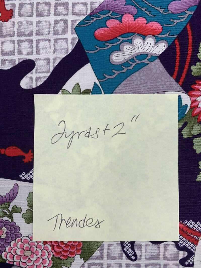 Trendex 2001 Japanese Cotton Fabric Traditional Crane Banner Print 2 yrd+2"x44"