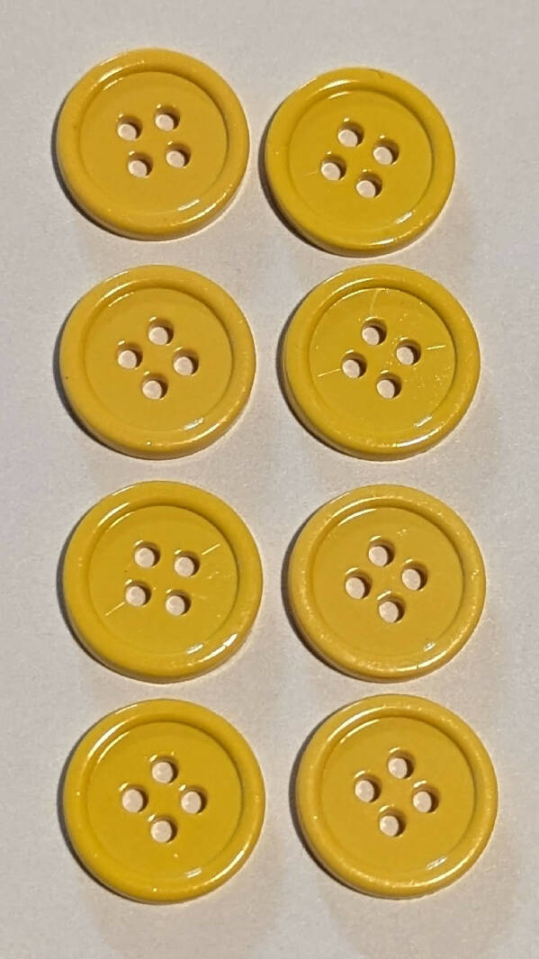 Butter Yellow 5/8" Round Buttons - Set of 8