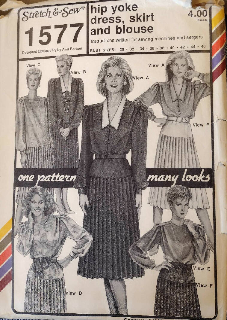 Vintage Sewing Patterns Lingerie, Hip Yoke Dress, Skirt & Blouse Misses Sizes XS-M Bust Size 30-46 Uncut