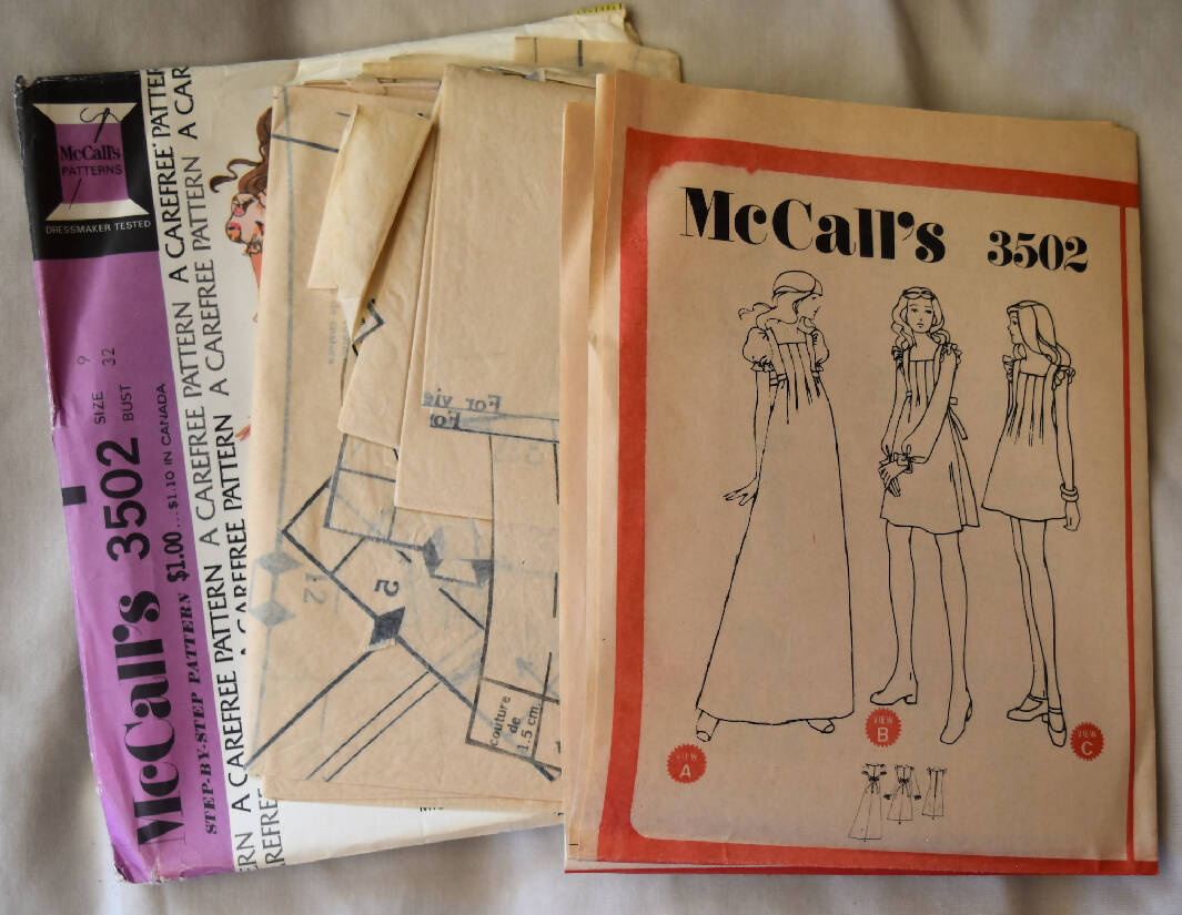 Vintage 1973 McCall's 3502 Sewing Pattern - Misses and Junior Dress - –  Destashify