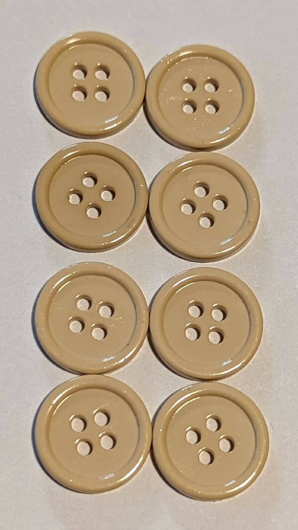Beige 5/8" Round Buttons - Set of 8