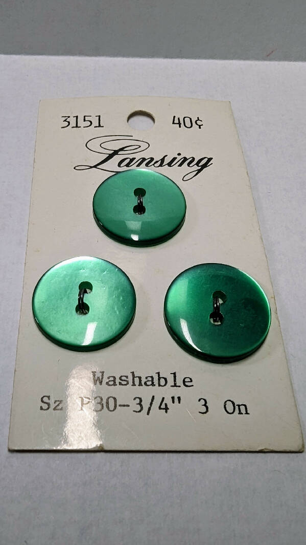 Vintage Collection of Round Emerald Green Buttons - Lot of 16