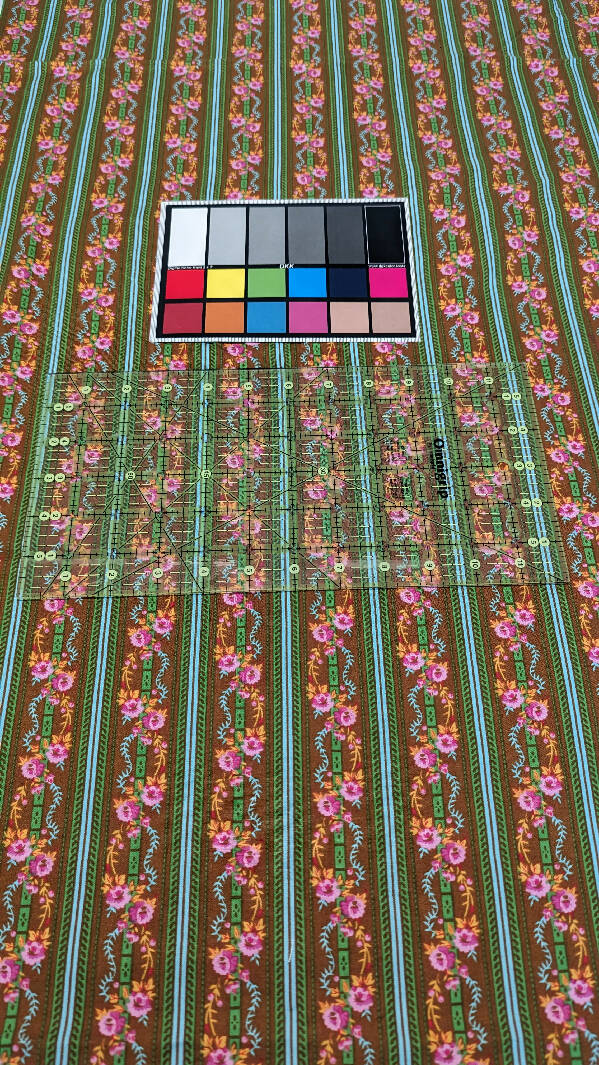 Retro Mixed Floral and Striped Print Quilting Cotton Woven Fabric 42"W - 1 3/4 yd