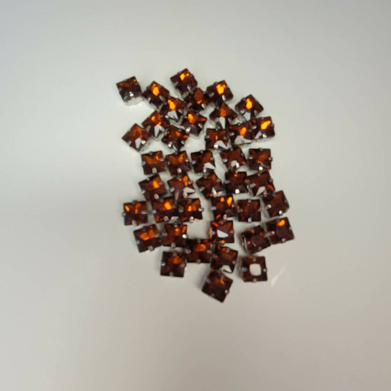 Topaz Flat Back Glass Rhinestones 10mmx10mm