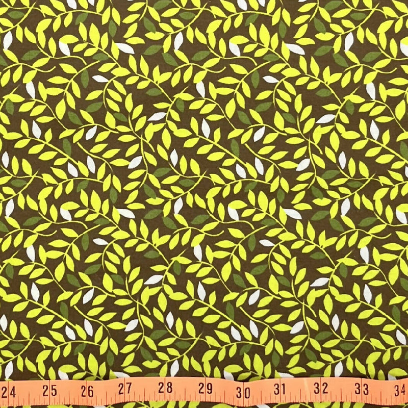Brown and Green Leaves Quilting Cotton - 1 yd