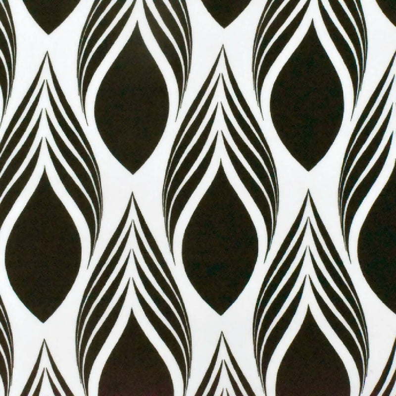 NEW Rayon Crepe, 62" piece, Black-White Famous Designer Feather Printed Fabric - 100% rayon garment fabric, 58"