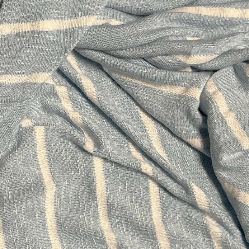 Baby Blue and White Striped Blend Knit - 2.75 Yds