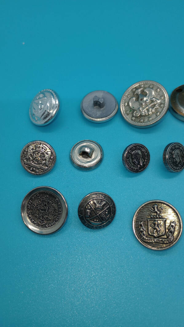 Lot of 14 Silver Buttons, various types