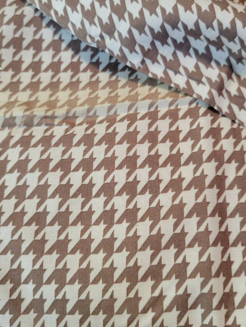 Houndstooth Cotton Fabric in Grey & White - 1 YD