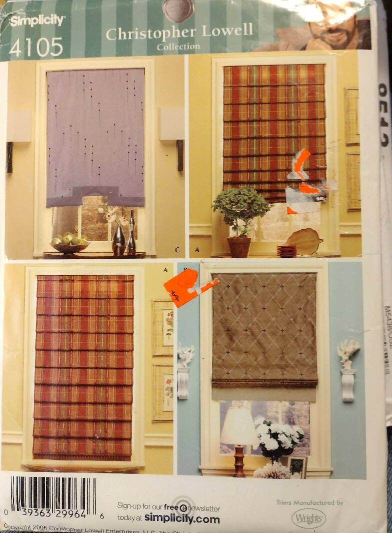 Various Simplicity Window Treatment Curtain Blind Decor Patterns Uncut