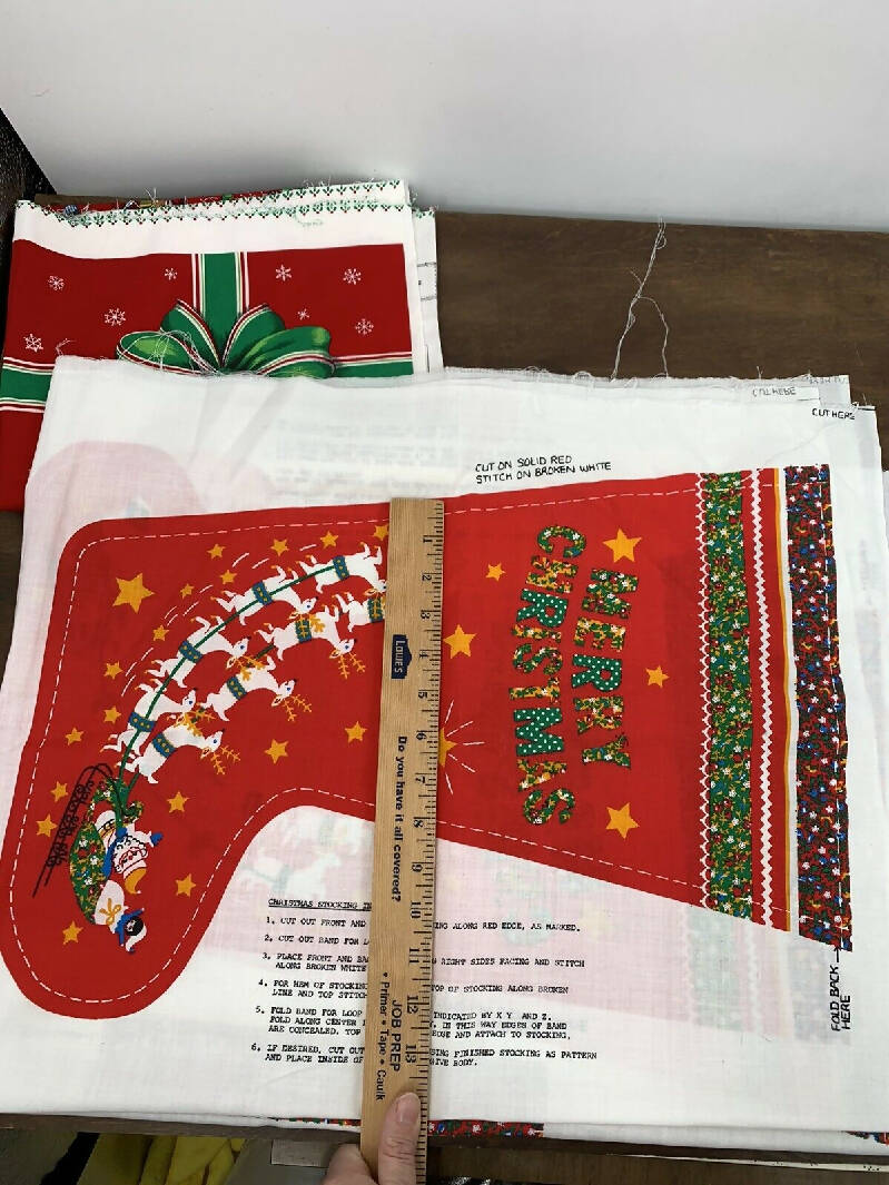 Vintage Valtex Fabrics Cut & Sew Panel 1970s/80s Christmas Stocking Set of Two