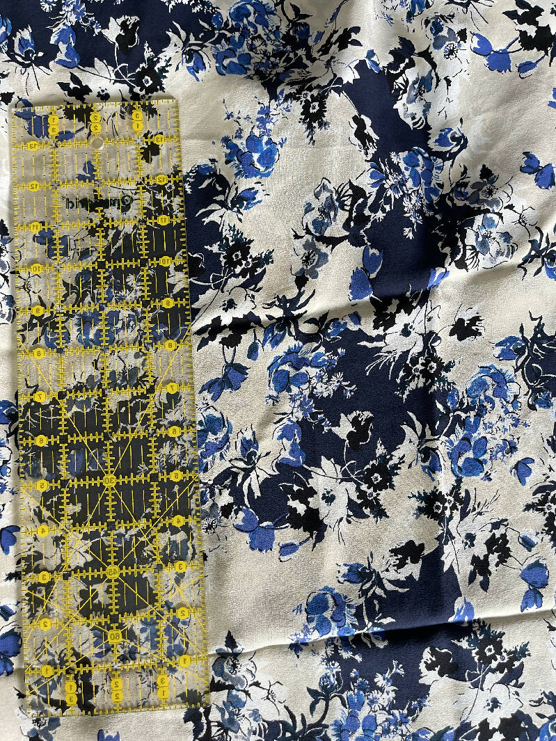 100% silk Blue/cream floral 2 yds