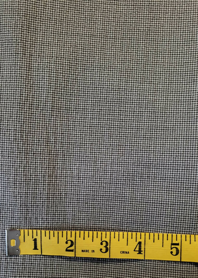 and White Polyester/Wool/Lycra Micro Houndstooth Stretch Seersucker Suiting 5 yds