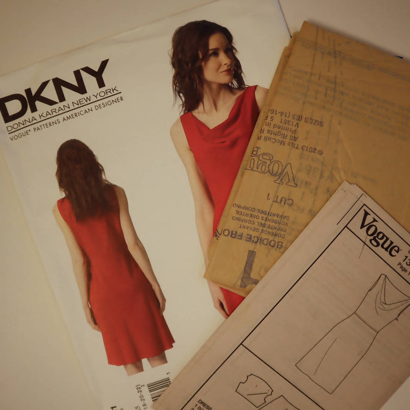 Vogue V1351 DKNY Donna Karan New York Dress Size 14-22 UNCUT AND FACTORY FOLDED