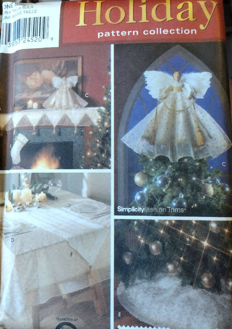 Simplicity Holiday Pattern Collection 9449 Heigl & Nordstrom circa 2000 Mantle Scarf, Tree Skirt, Tablecloth, Runner, Place Mat, Angel, Stocking NIP Uncut