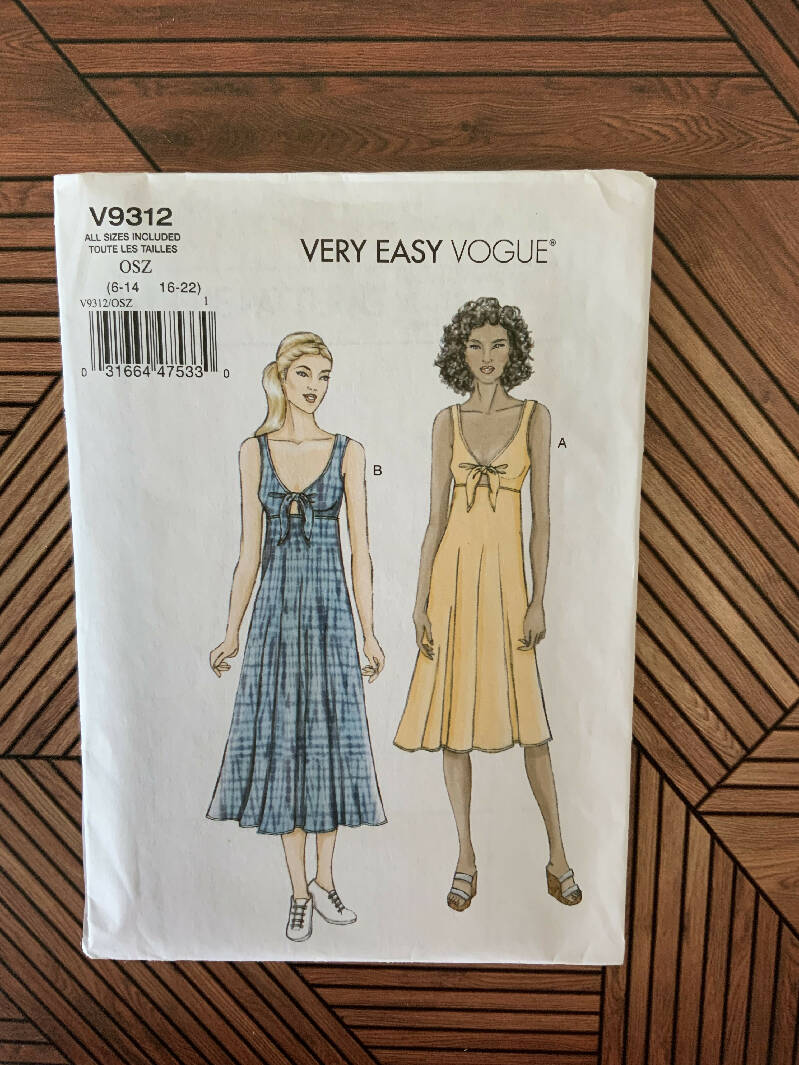 Vogue V9312 VERY EASY VOGUE Knit Dress Size 6-22 Uncut/FF