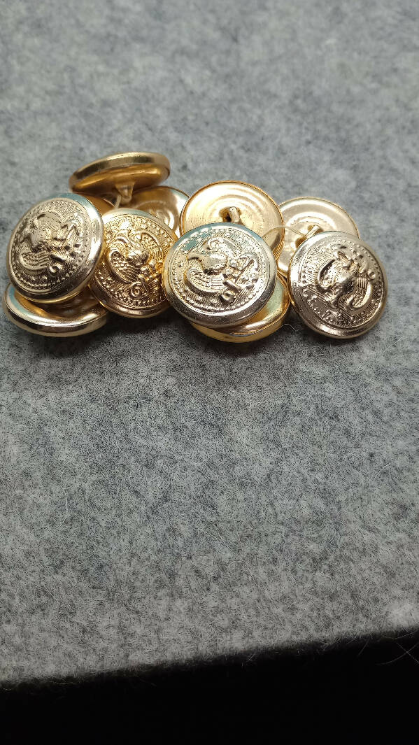 Gold tone Eagle Buttons, Lot of 11