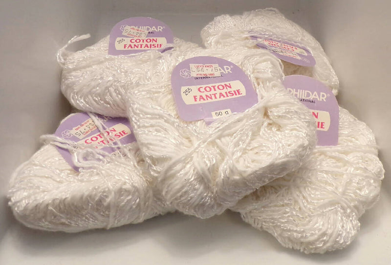 Phildar Coton Fantaisie White Yarn Vintage Lot of 7