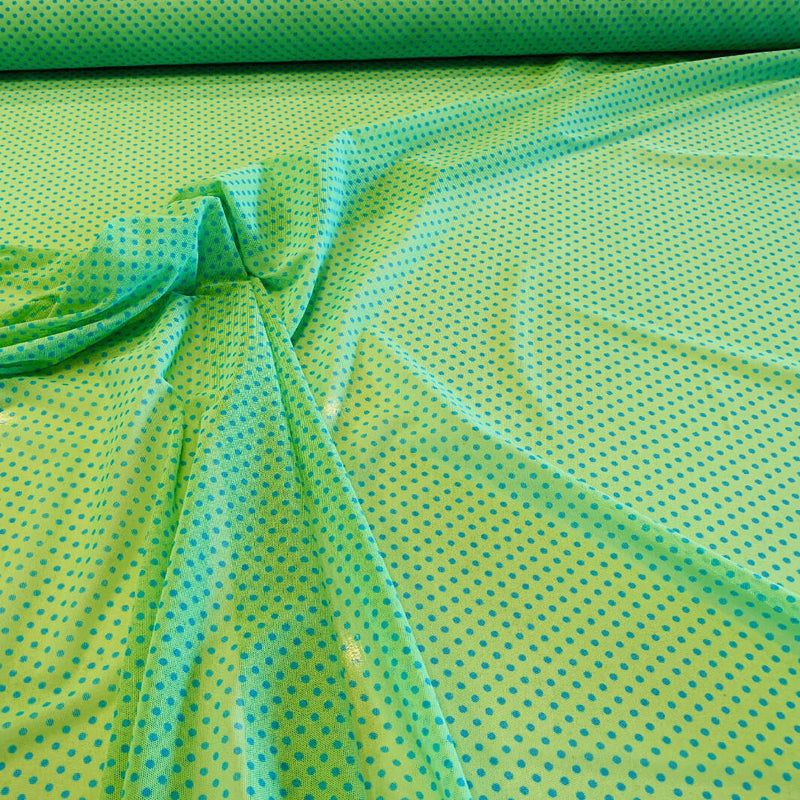 Lime Green with Blue Dots Synthetic Netting