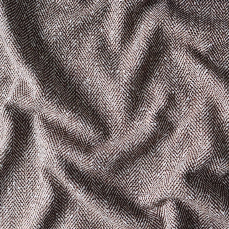 Brown Herringbone Wool Polyester Coating - 1 yds