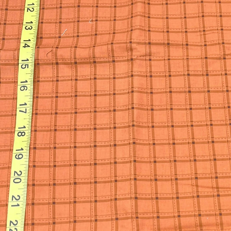 Orange Window Pane Print Cotton Woven - 1.5 Yds