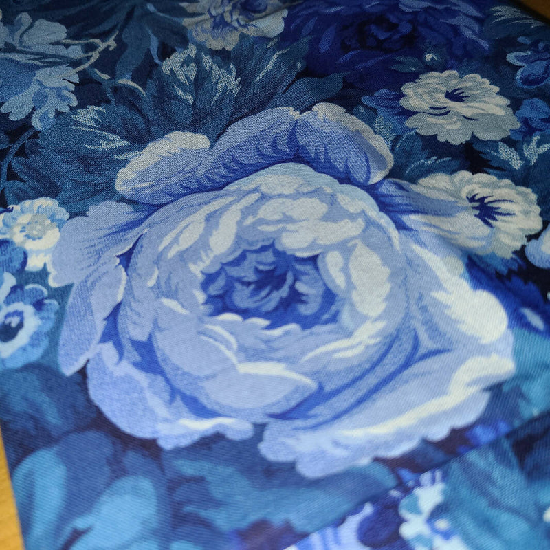 Vintage Blue Floral A V.I.P Print by Joan Messmore Cotton Fabric