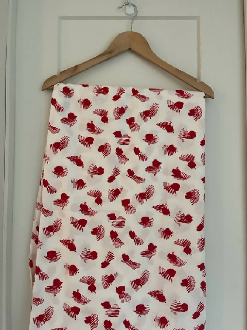White and red print %100 cotton