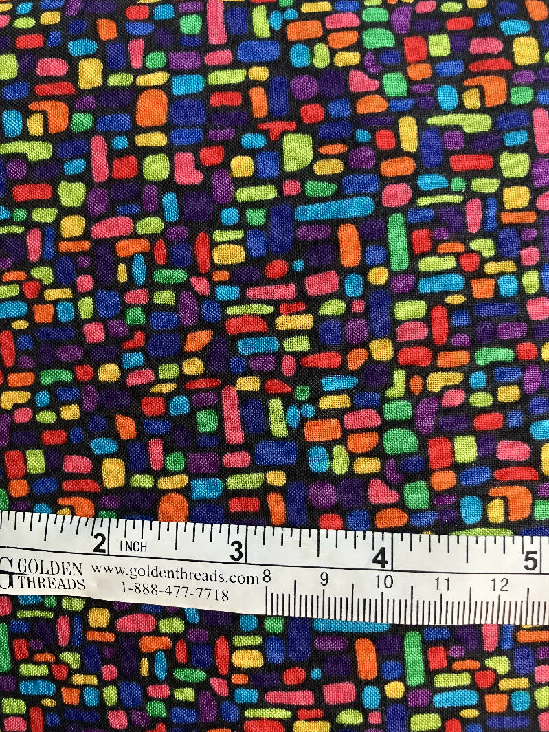 FABRIC Geometric Print Multicolor Mini w Black 4.5 yards 