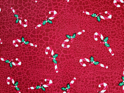 Christmas Fabric Candy Cane Quilting Cotton 1.25 Yards Red White Green