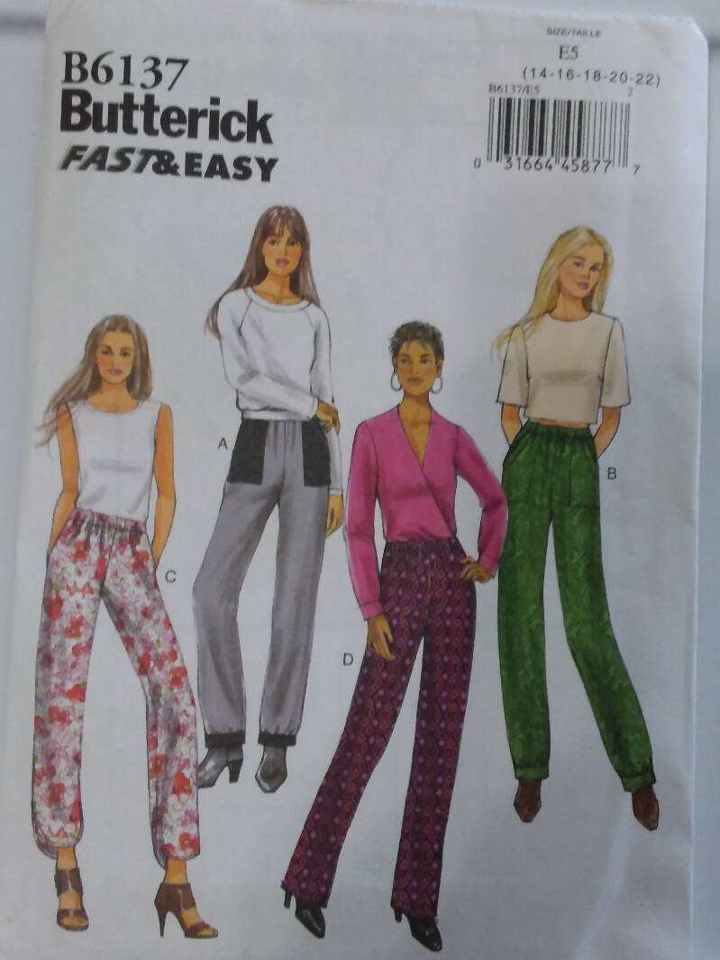 Butterick 6137 Semi-fitted Pants with Elastic Waistband