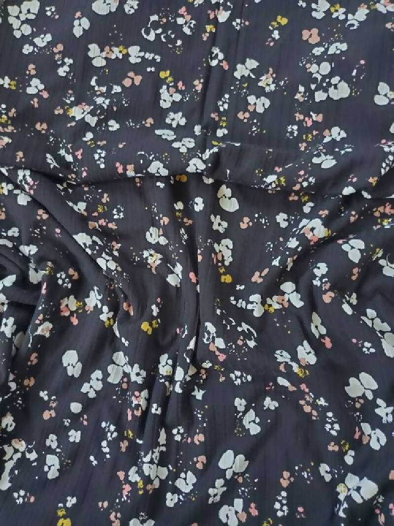 Black Floral Rib Knit