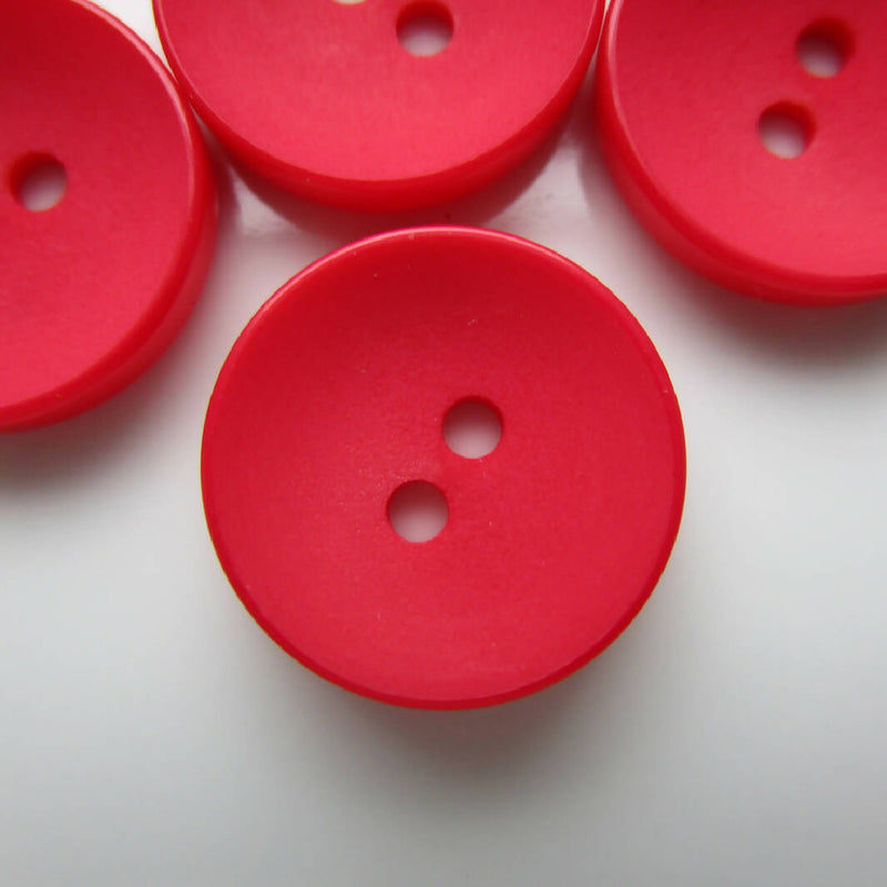 98 Red Plastic Two-hole Buttons, 5/8" (15mm)