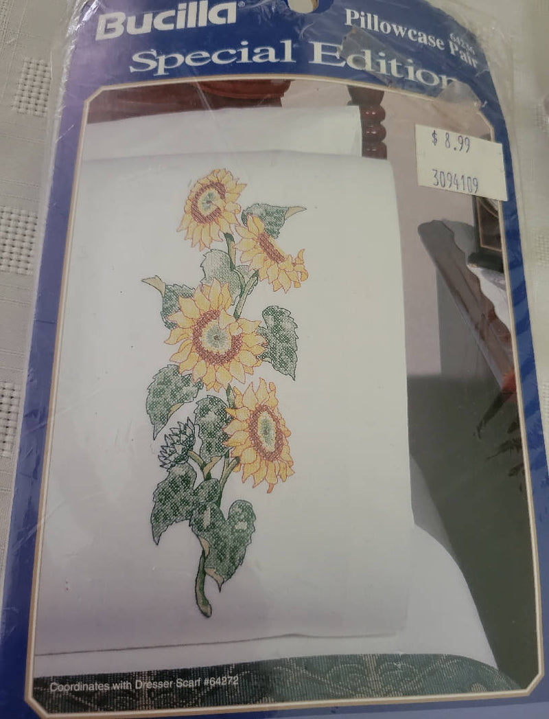 Bucilla Embroidery Sunflower Pillowcase Kit 64236