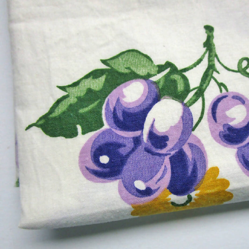 Vintage White Cotton with Purple Grapes, 2 Pieces