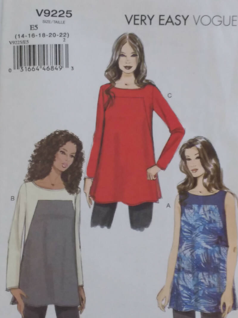 Vogue 9225 Very Easy Semi-fitted Tunic